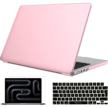 Novstrap Apple Macbook Pro 14 Inç M3 A2992 A2918 ile Uyumlu Parlak Kılıf + Siyah Klavye Kılıfı +Film