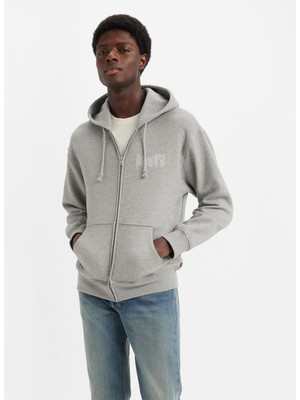 Relaxed Graphic Zip-Up Hoodie