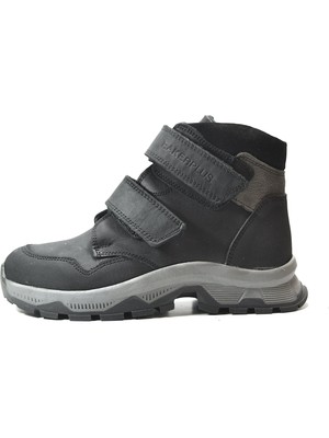 Raker 805 Hakiki Yağlı Deri Siyah Kürklü Cırtlı Ortopedik Erkek Çocuk Bot