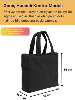 Wanda Samilon Kabartmalı Iç Cepli Büyük Boy Puf Kumaş Shopper Çanta Napoli Siyah