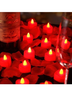 Hanedanev 24 Adet Kalpli LED Mum Tealight Mum Kırmızı Işık Pilli Piller Dahil
