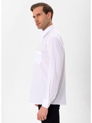Süvari Regular Fit Klasik Yaka Düz Beyaz Erkek Gömlek GM1001400255
