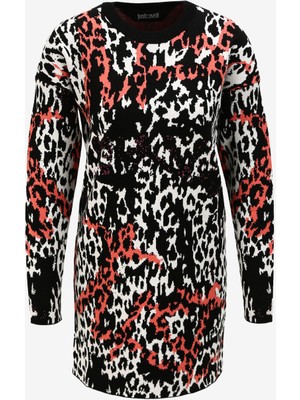 Just Cavalli Yuvarlak Yaka Desenli Çok Renkli Mini Kadın Elbise 75PAOM01 75PAOM01