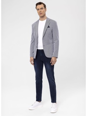 Süvari Slim Fit Mavi Erkek Armürlü Ceket Ct2021600290