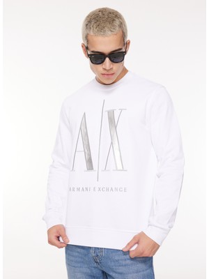 Armani Exchange Bisiklet Yaka Beyaz Erkek Sweatshırt 8nzmpq 1100 Whıte