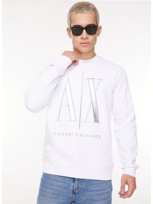 Armani Exchange Bisiklet Yaka Beyaz Erkek Sweatshırt 8nzmpq 1100 Whıte