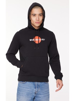 Jack & Jones Kapüşon Yaka Siyah Erkek Sweatshırt 12261176_JORBEHIND Sweat Hood Exc