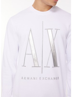 Armani Exchange Bisiklet Yaka Beyaz Erkek Sweatshırt 8nzmpq 1100 Whıte