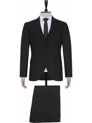 Süvari Normal Bel Slim Fit Siyah Erkek Takım Elbise TK1001100129