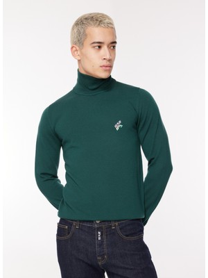 Ice Play Dik Yaka Normal Düz Koyu Yeşil Erkek Kazak 23IU1M0A0159002_MAGLIA Lupetto