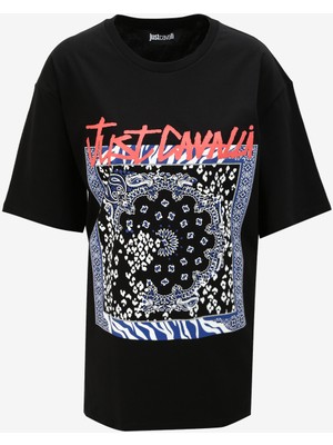 Just Cavalli Bisiklet Yaka Siyah Erkek T-Shirt 75OAHF04