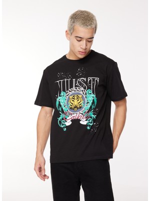 Just Cavalli Bisiklet Yaka Siyah Erkek T-Shirt 75OAHF02