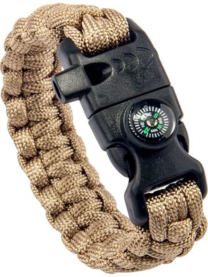 Polis Sepeti Paracord Bileklik-Pusula-Ateş Başlatıcı-Düdük-Çöl Rengi