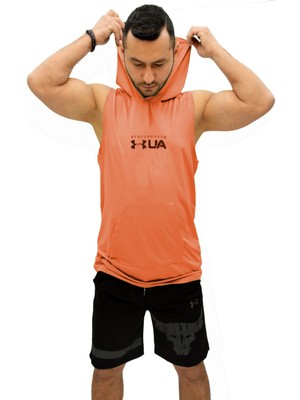 Under Armour Ua Performance Neon Turuncu Dalgıç Kumaş Slim Fit Kapüşonlu Atlet