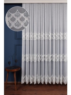 Balık Ağı Tt Zemin Brode Nakış Işlemeli Tül Perde (1/2.5 Normal Pile)