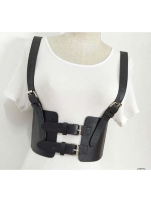 Köstebek Siyah Deri Harness Belt