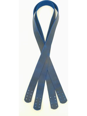 Angel Çanta Aksesuar Gerçek Deri 70X2 cm Saks Mavi Crazy Oil Renk Çift Çanta Sapı