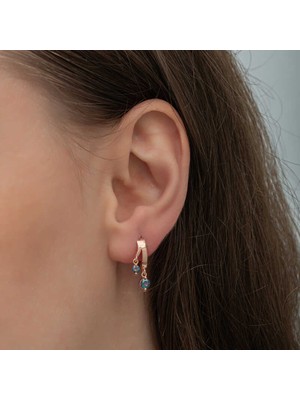 Stil Love Gümüş Rose Sallantılı Mistik Topaz Kadın Küpe