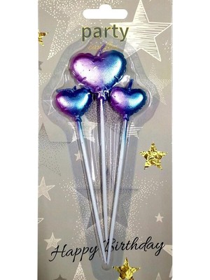 Kidspartim Gökkuşağı Kalp Figürlü Mum 3 Lü