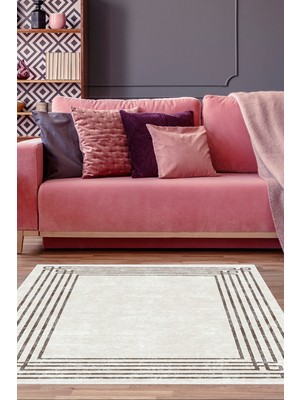 Dekoreko Dijital Salon Halısı Trend Keçe Kaymaz Taban Modern Shelbi Bej