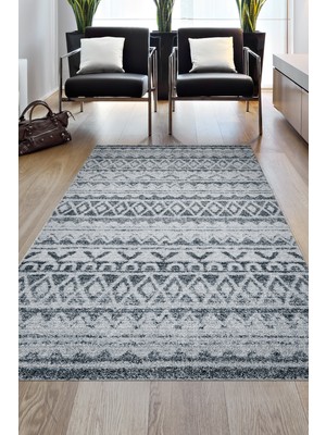 Dekoreko Dijital Salon Halısı Yıldız Deri Kaymaz Taban Iskandinav Mali Lacivert