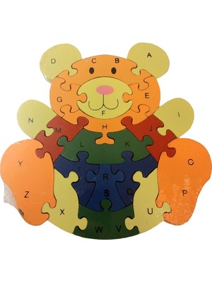 Bak Gel Al Harfleri ve Sayıları Öğreniyorum Eğitici Minik Ayı  Figürlü  Ahşap Puzzle