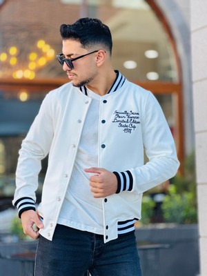 Miron Ekru Pike Dokulu Nakış Detaylı Regular Fit Kolej Ceket