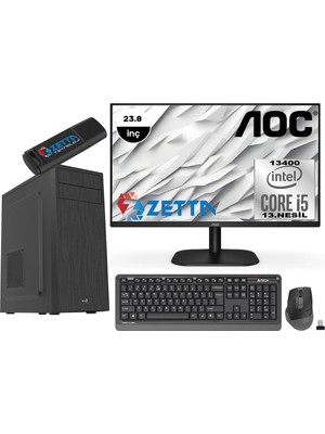 Zetta Expert Intel Core I5 13400 64GB Ddr4 2tb M.2 Nvme SSD 23,8" Fhd Monitör Freedos Masaüstü Bilgisayar MZET58116 + Zetta Flash Bellek