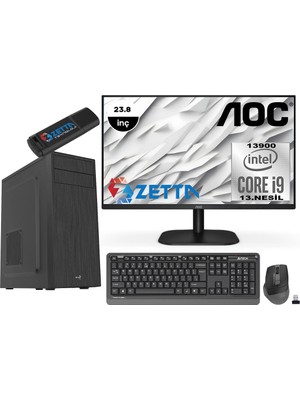 Zetta Expert Intel Core I9 13900 64GB Ddr4 1tb M.2 Nvme SSD GT1030-2GB 23,8" Fhd Monitör Windows 11 Pro Masaüstü Bilgisayar MZET103098131 + Zetta Flash Bellek