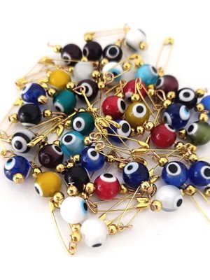 HD Marketim 20 Adet 0.8 mm Maşallahlık Iğneli Cam Karışık Renkli Nazar Boncuğu