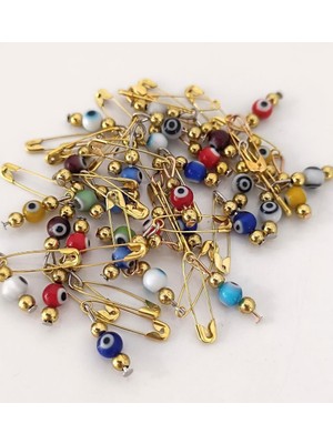 HD Marketim 20 Adet 0.5 mm Maşallahlık Iğneli Cam Karışık Renkli Nazar Boncuğu