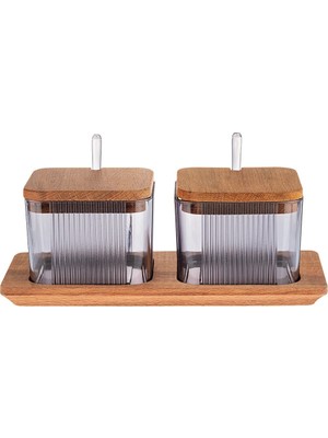 Home Madame Cocorenard Ahşap Kapaklı Baharatlık 2'li