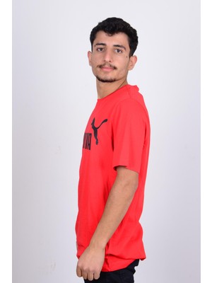 Puma 586666-11 Puma Baskılı Bisiklet Yaka Kırmızı Erkek T-Shirt