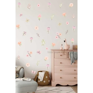 Sticker Ekspres Kır Çiçekleri Çiçek Çocuk Odası Duvar Sticker Seti