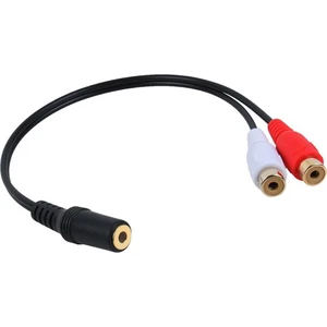 Altın Kaplama 3.5mm Jack Dişi 2 Dişi Jaklar Stereo Adaptör Ses Ayırıcı Rca (15CM) Siyah (Yurt Dışından)