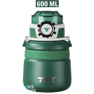 Tkk 600 ml Çelik Su Matarası Çift Kullanım Pipetli/rahat Içim 12 Saat Sıcak/24 Saat Soğuk Termos -2029-600ML