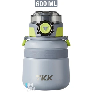 Tkk 600 ml Çelik Su Matarası Çift Kullanım Pipetli/rahat Içim 12 Saat Sıcak/24 Saat Soğuk Termos -2029-600ML