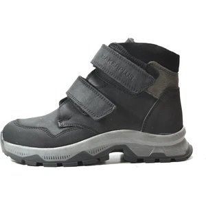 805 Hakiki Yağlı Deri Siyah Kürklü Cırtlı Ortopedik Erkek Çocuk Bot