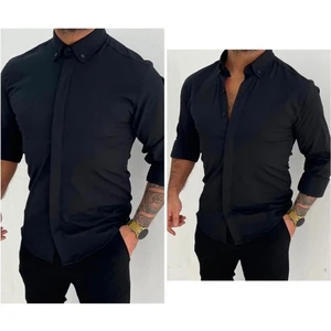 Erkek Slimfit Kesim Likralı Poplin Kumaş Gömlek