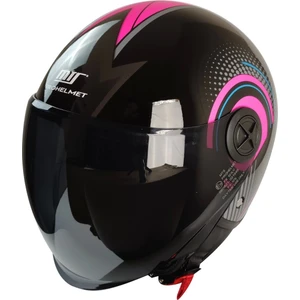 Kasks FX-101 Parlak Siyah/pembe Çenesiz