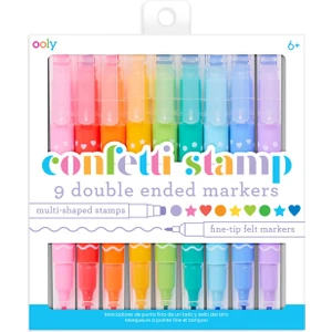 Ana Renkler Ooly Confetti Stamp Çift Uçlu 9'lu Keçeli Kalem