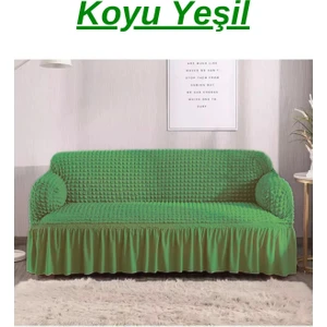 Bürümcük 3 Kişilik Koltuk Örtüsü. Etekli Streç Esnek Lastikli Çekyat Kanepe Kılıfı