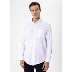 Regular Fit Düğmeli Yaka Düz Beyaz Erkek Gömlek GM1008300078