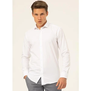 Slim Fit Klasik Yaka Düz Beyaz Erkek Gömlek GM1007100563