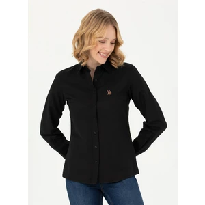 U.S. Polo Assn. Slim Fit Gömlek Yaka Düz Siyah Kadın Gömlek WOXCOLOR023K