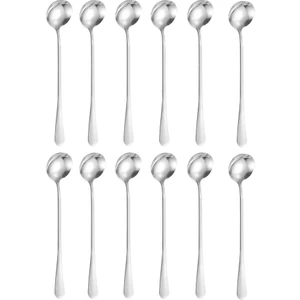 Paslanmaz Çelik 12 Parça 18 cm Uzun Tatlı Latte ve Dondurma Kaşığı CIN510-12
