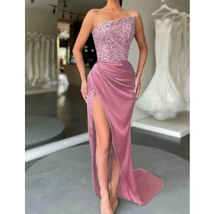Payetli Gece Elbisesi - Pembe