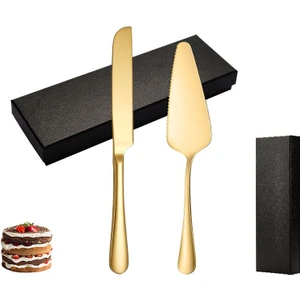 Weather Forecast Çelik Gold Pasta Spatula Bıçak Seti Kek Sunum CIN512SR