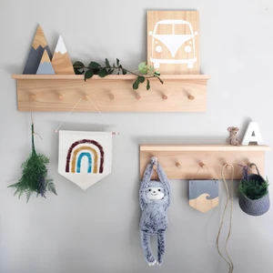 Ahşap Ikili Duvar Raf Seti 70 cm ve 50 cm