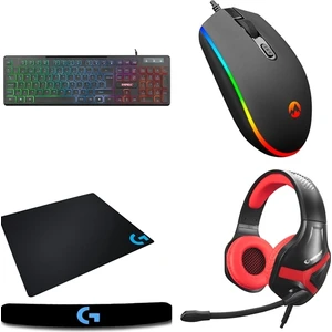 KB-120 Rampage Python Aydınlatmalı Klavye Mouse Kulaklık Logitech Klavye Dec Pad Mouse Pad Set